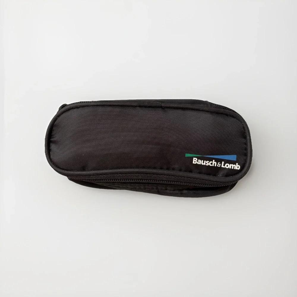 Bausch & Lomb Storage Travel Contacts Lens Saline Zipped Case Black Vintage Y2K